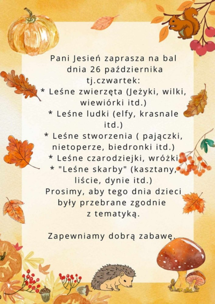 Plakat dotyczący balu jesieni